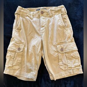 American Eagle Men's Tan Cargo Shorts. Gently used. 28 waist.